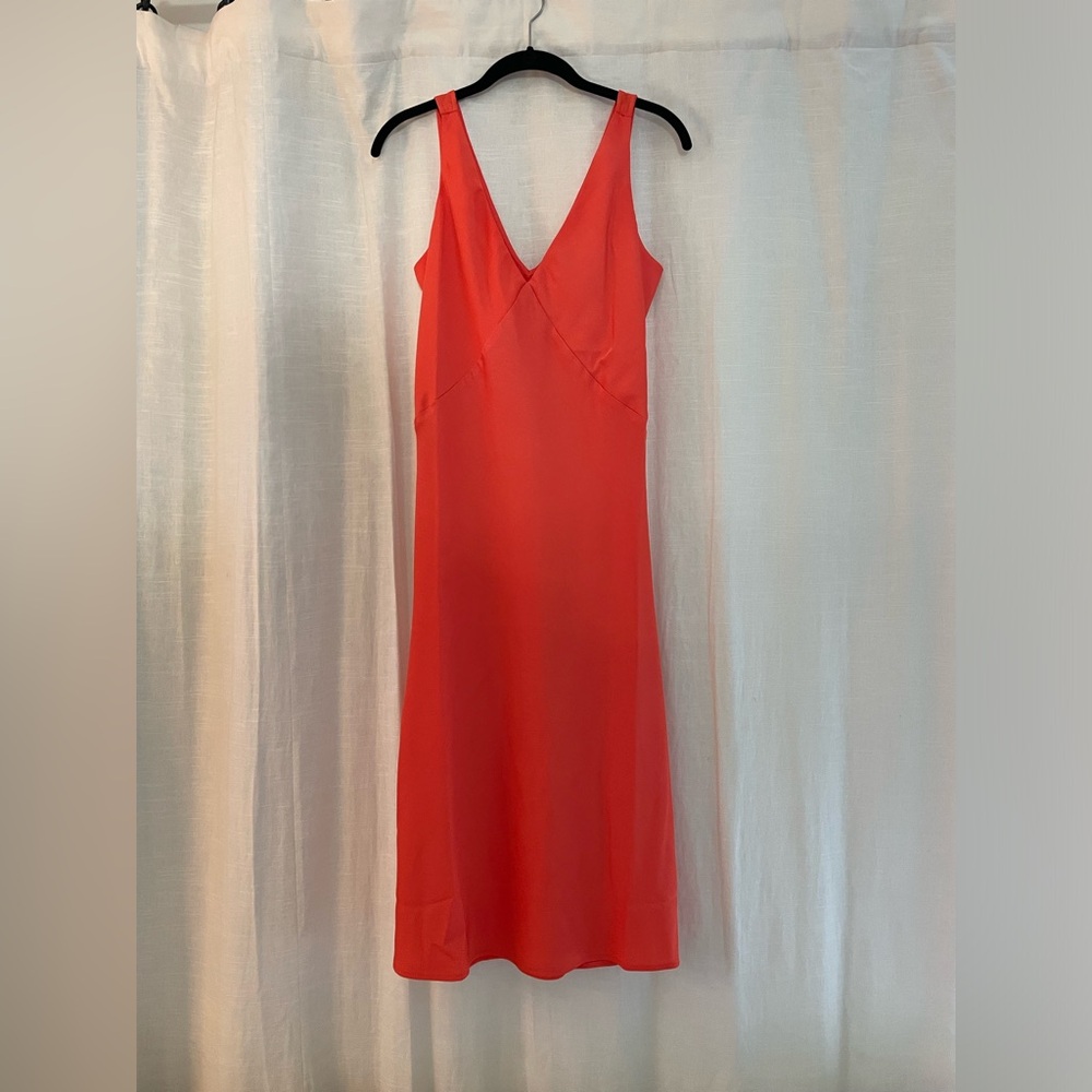 Orange silk Vneck dress